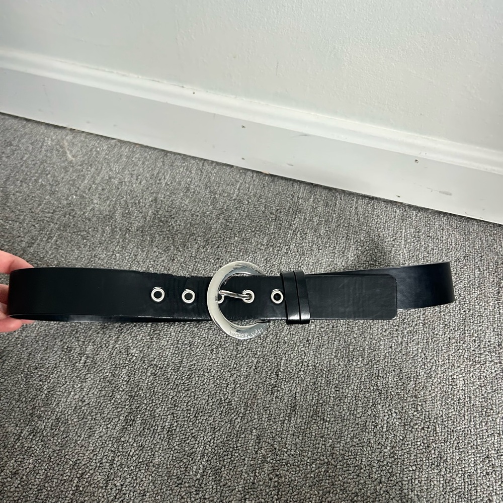 Michael Kors Black Belt with Silver Buckle